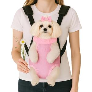 Mosago Dog Backpack Carrier, Thick Straps & Cushion, Pet Sling Front Backpacks for Small Medium Dogs 4-7 Lbs, Legs Out, Adjustable Wearable Puppy Chest Travel Bag, Easy-Fit for Hiking/Walking/Camping (Pink)