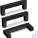 Goldenwarm 5 Pack Black Square Bar Cabinet Pull Drawer Handle Stainless Steel Modern Hardware for Kitchen Bathroom Cabinets Cupboard,Center to Center 3in (76mm) Modern Matte Black Drawer Pulls