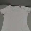 Roselux Women's Summer Scoop Neck Short Sleeve T-Shirts Ribbed Knit Slim Fitted Casual Basic Top, White, M