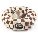 Lesure Cat Tunnel Bed for Indoor Cats - Cute Cat Donut Tunnel Toys for Small Large Cats with Washable Circle Cushion, Round Pet Peekaboo Cave Toy for Kitten/Puppy/Rabbit, Standard Brown