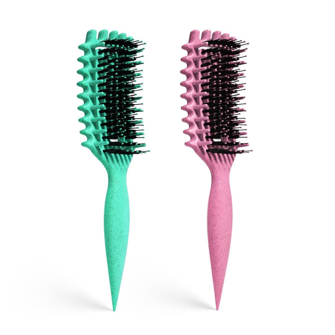 Curly Hair Brush Candybrush Curl Defining Brush for Detangling Shaping and Defining Curls for Women, Men, Wet & Dry Hair (Green Pink)