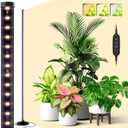 Bstrip Standing Grow Light for Indoor Plants, Vertical Grow Light with 3 Light Modes, Wide Illumination and Dimmable, T10 Full Spectrum Floor Grow Lights, 16in-65in Adjustable Height & Auto Timer