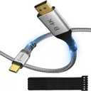 Elecan Uni-Directional DisplayPort to USB-C Adapter Cable 4 Ft 4K@60Hz 2K 1080P, No USB Power Needed, Display Port DP Converter for Touch,iPad,Mac,Portable Monitor,VR/XR/AR+Ties-NOT USB C to DP