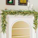 MINDELF 6 FT Artificial Christmas Norfolk Pine Garland, Real Touch Pine Garland with 20 LED Lights, Mixed with Noble Fir, Heavier and Larger, Timer, Perfect for Table Window Mantel Indoor Outdoor