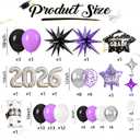 Graduation Balloons Arch Garland Kit, Graduation Party Decoration, Black Purple Silver Balloon Star Balloon Grad Foil Balloons 2026 Banner for College School Class of 2026 Congrats Grad Party Supplies