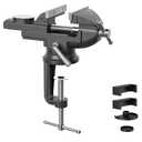 Shangyoyi Portable Vise Clamp On Vice for Workbench- 3 Inch Rotate 360°Bench Clamp Swivel Base for Drilling Metalworking Woodworking, Cutting Conduit, Black