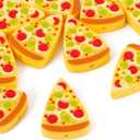 Beadthoven 10pcs Pizza Silicone Beads 26mm Pisa Pie Slice Imitation Food Charm Beads for DIY Bracelet and Necklace Crafts