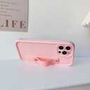 NITITOP Compatible with iPhone 13 Pro Case Cute Simple Design Stylish Enhanced Camera Protection with Wrist Adjustable Hand Strap Kickstand Grip Holder Touch Soft Protective Cover - Pink