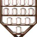 Baseball Display Case Wooden Shadow Box Holder Shelf Wall Cabinet Organizer for 12 Balls