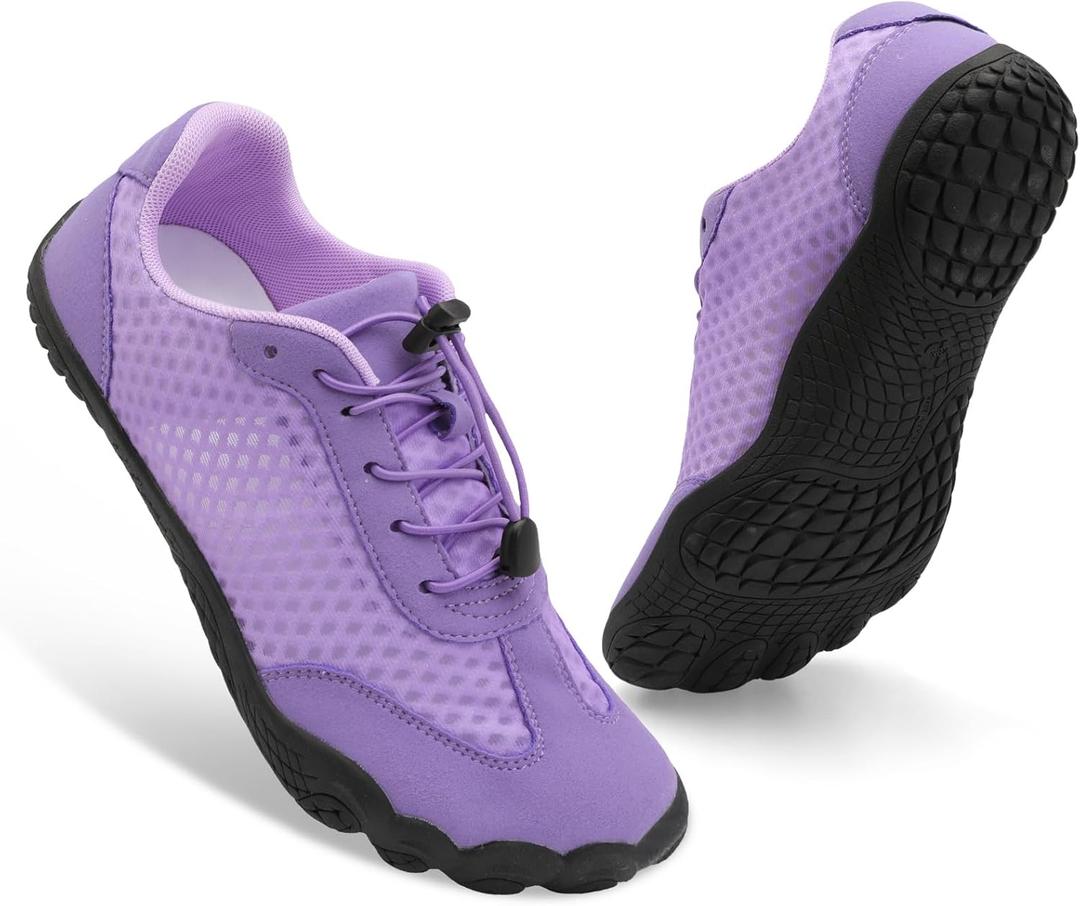 XIHALOOK Wide Toe FiveFingers Shoes for Women Water Hiking Beach Swimming Shoes Zero Drop Barefoot Purple, Size 7.5 Women/6 Men