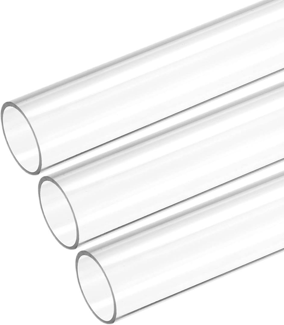 MECCANIXITY Plastic Pipe Rigid Polycarbonate Round Tube Clear 0.86"(22mm) ID 1"(25mm) OD 17" (425mm) High Impact for Lighting, Models, Water Plumbing, Pack of 3