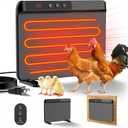 2025 Smart Chicken Coop Heater with Adjustable Temperature Remote Control, 200 Watts Radiant Heat Flat Panel Heaters for Winter Heating,Adaptable to Timer and Temp Controllers (Black) (12.4''x15.9''x5.5'')