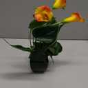 Beebel Artificial Flower Plants Calla Lily Faux Small Potted Plant with Black Pot Fake Bonsai Flower for Home, Office, Indoor and Outdoor Occasions Decor (Orange Fake Flower)