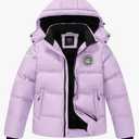 Kids Winter Coat Warm Fleece Thermal Padded Jackets with Detachable Hood Outdoor Puffy Jacket with Zip Pockets Size XL