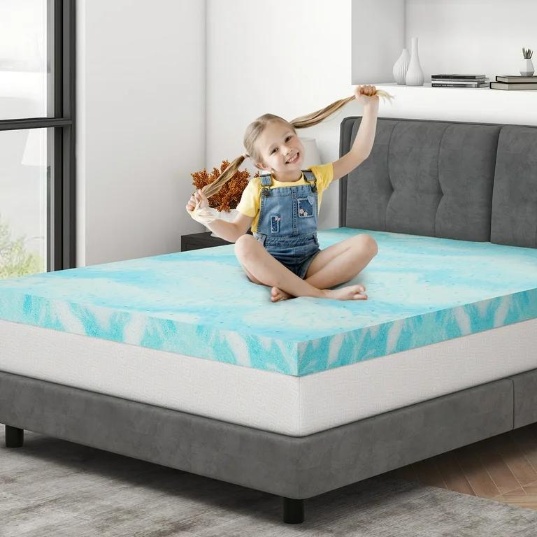 Queen Mattress Topper, Gel Infused Memory Foam Mattress Topper