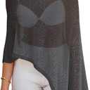 WeciBor Women's Sheer Poncho Tops Lightweight Shrug Pullover Knit Bolero Sweater Cover Up Beachwear for Beach Clothing (Black)