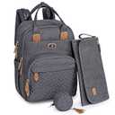 Dikaslon Diaper Bag Backpack with Portable Changing Pad, Pacifier Case and Stroller Straps, Large Unisex Baby Bags for Boys Girls, Multipurpose Travel Back Pack for Moms Dads, Dark Gray