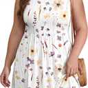 OLRIK Womens 2026 Plus Size Sundress A-Line Summer Sleeveless Knee Length Empire Waist T-Shirt Dress with Pockets, 3X