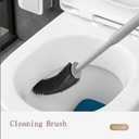 Removable Toilet Brush Set, Soft and Medium Bristles for Cleaning Hygienic Corners, Comes with Suction Cup Seamless Hooks, Grey
