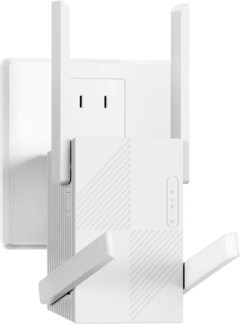 2025 WiFi Repeater, WiFi Extender Signal Booster for Whole Home & Backyard with Ethernet Port, Wireless Repeater Amplifier Long Range Covers up to 10,000 sq.ft, 4X Faster Repeater Work with Any Router (white)