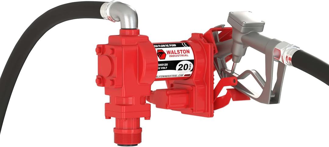 GH5120 12 Volt 20 GPM Fuel Transfer Pump Kit with Discharge Hose & Manual Nozzle for Diesel, Kerosene, Gasoline Ethanol & Methanol Blends & Biodiesel