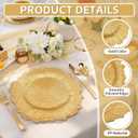 PROY 50 Pcs Gold Charger Plates Bulk, 13" Gold Reef Charger Plates for Wedding, Thanksgiving, Christmas, Plastic Chargers for Dinner Plates, Coral