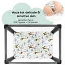 Yoofoss Pack and Play Sheets Fitted, Mini Crib Sheets 2-Pack for Pack N Play Mattress, Stretchy Playard Sheet, Soft and Breathable Green+Giraff