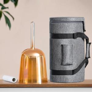 432HZ 6 Inch F Note Golden Tea Color Quartz Handle Singing Bowl with Carry Case Bag for Sound Healing and Meditation