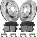 Rear Brake Pads And Rotors Kit Compatible With 2013-2015 Chevrolet Malibu, 2014-2020 Impala, 55179 D1430-8547 Automotive Replacement Brake Kits Drilled And Slotted Rotors 315mm(12.4in)
