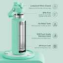 ENCOOL Insulated Water Bottle with Straw Stainless Steel Water Bottle, Leak-Proof, BPA-Free, Double Wall Vacuum Keeps Cold for 24 Hours for Sports, Travel, School (32 oz, Brook Green)