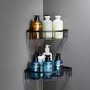[2 Pack] Corner Shower Caddy Shelf Organizer, Stainless Steel Heavy Duty Rust-Proof Shampoo Holder, Wall Mounted Storage Rack for Bathroom & Kitchen, Matte Black