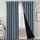 H.VERSAILTEX 100% Blackout Curtains for Bedroom with Black Liner Full Room Darkening Curtains 84 Inches Long Thermal Insulated Back Tab/Rod Pocket Window Drapes for Living Room, 2 Panels, Stone Blue