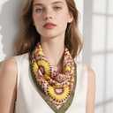 MEANBEAUTY Head Scarf for Women Like Silk Scarf Square Scarves Satin Bandanas Neck Scarfs 27.5 Inch with Gift Packed (Sunflower/Yellow/Green)