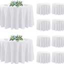 DAKKIONY 10 Pack Round Tablecloth White 120 Inch, Stain Resistant and Wrinkle Polyester Fabric, Washable Table Cover for Kitchen Dining, Wedding, Buffet Table, Holiday Party