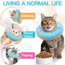 Cat Cone Collar Soft, Cute Cat Donut Collar After Surgery, Adjustable Kitten Recovery Cones to Stop Licking, Lightweight Neck Elizabethan Collars for Cats Kittens (Blue, Medium) (Blue)