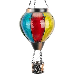 Hot Air Balloon Lantern with Flame, Solar Powered Hot Air Balloon Lights Hanging Solar Lanterns Outdoor Waterproof for Garden Porch Yard Patio Pathway Decor