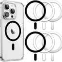 Metal Ring Compatible with MagSafe Sticker Designed for iPhone 12~17, Circle Magnetic Magnet Adapter Rings for Phone Case (Black White Silver)