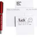 Fresh Outta Fucks Pad and Pen, Snarky Novelty Office Supplies, 4 Funny Sticky Notes and 2 Pen Set,Novelty Pen Desk Accessory Gifts for Friends Co-Workers (4Pad with 2Pen -B)