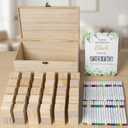 98PCS Baby Shower Games Sign Kit, Baby Shower blocks to decorate - 60 blank wooden blocks(1.5 inches each),36 markers ,a baby shower sign and wooden Storage Box,fun party favors