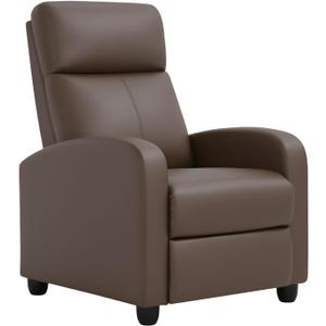 BestMassage | Recliner Chair | No Massage Function | Pu Brown | with Lumbar Support, Adjustable Push Back, Wide Armrests, Footrest & Padded Seat | Easy Assembly | for Living Room, Home Theatre, 29D x 26.5W x 43H Inch