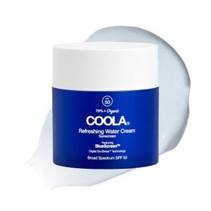 COOLA Organic Refreshing Water Cream Face Moisturizer with SPF 50, Dermatologist Tested Face Sunscreen with Plant-Derived BlueScreen Digital De-Stress Technology, 1.5 Fl Oz