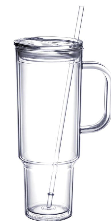 MEWAY 40 oz Acrylic Tumbler with Handle and Straw Lid，Double Wall Vacuum Reusable plastic Water Bottle Travel Mug Cup，Classic Tumblers Cupholder Friendly (1 Pack)