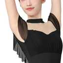 Phoeswan Ballet Leotards for Women, Women Dance Leotard Mesh with Flutter Sleeves, Turtleneck Adult Leotard for Dance