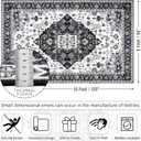 Amearea Vintage Design Area Rugs for Living Room, 8x10 Machine Washable Floral Collection Traditional Bedroom Rug, Low Pile Cute Kids Room Print Carpet, No Slip Office Kitchen Home Decor, Black