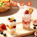 Eupako 3 oz Plastic Dessert Shooter Cups with Spoons - 100 Pack Mini Clear Square Appetizer Cup, Small Dessert Cup for Jello Shots, Parfait, Puddings, Mousse