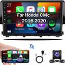 Android 13 Car Stereo Radio for Honda Civic 2016 2017 2018 2019 2020 with Wireless CarPlay Android Auto 1G+32G 9 Inch Touchscreen Bluetooth GPS Navigation WiFi HiFi FM Backup Camera MIC