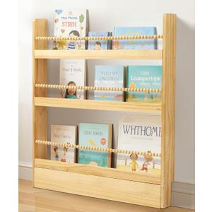 SUMGAR Kids Bookshelf for Kids Rooms Nursery Book Shelves Toddler Baby Montessori Bookcase for Bedroom Reading Nook Childrens Wooden Book Storage Organizer Rack for Girls Boys Daycare 3 Tier