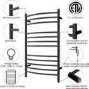 HEATGENE Towel Warmer Wall Mount Electric Plug-in/Hardwired Heated Towel Rack, 4-Supports Matte Black