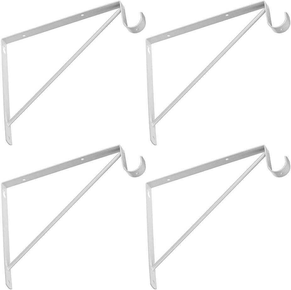 4 Pcs Shelf and Rod Brackets, Wall Mounted Shelf Supports White,SRB300