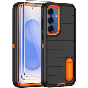 KECAI for Samsung Galaxy S25 Plus Case with 2 Screen Protectors,Heavy Duty Shockproof Drop Protection Military Grade Tri-Layer Rugged Phone Cover with Built-in Invisible Kickstand (6.7")